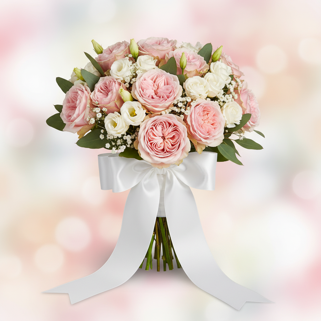 Soft Blush & Cream Rose Bouquet