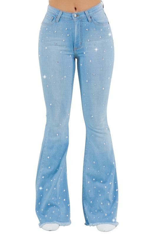 Vegas Glam Bell Bottom Jean in Medium Wash