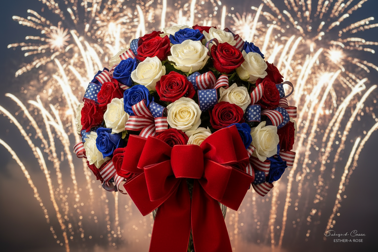 4th of July Bouquet with Red Bow