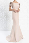 Long Beaded Ruffle Formal Evening dress
