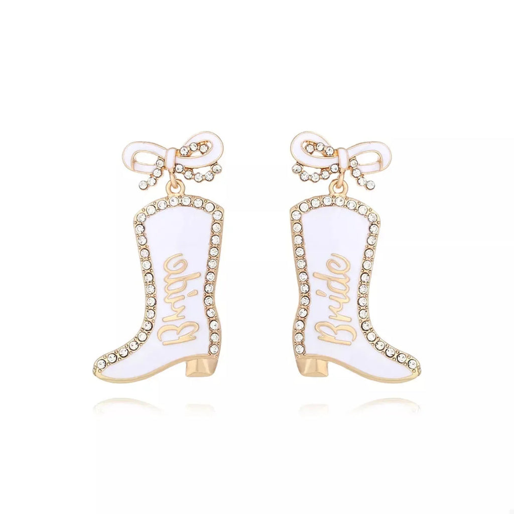 Cowgirl Boot Dangle Earrings with Bow