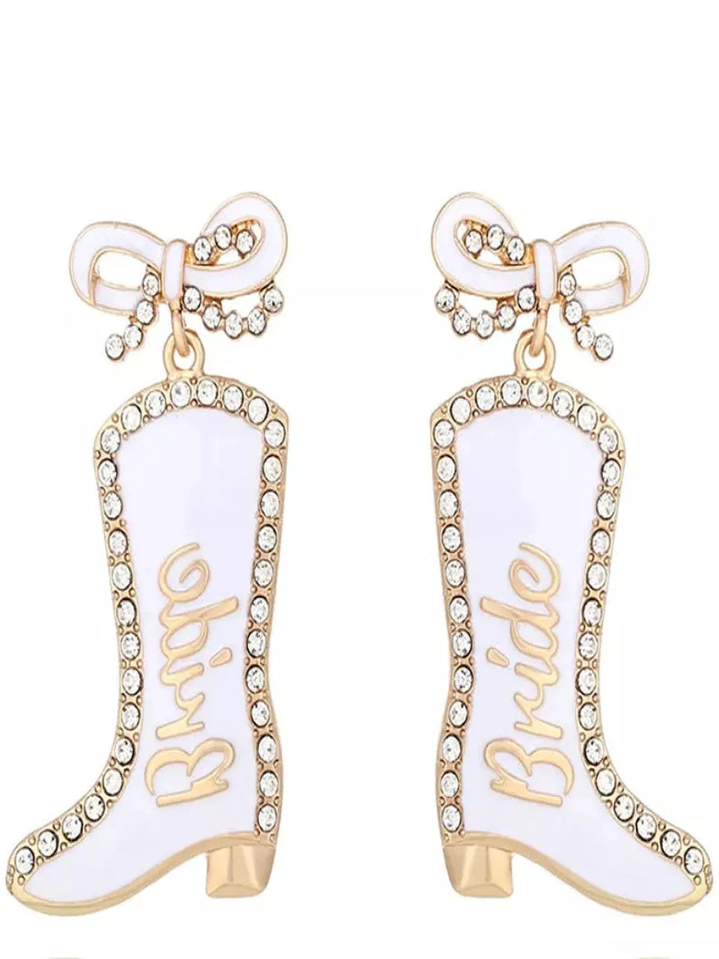 Cowgirl Boot Dangle Earrings with Bow