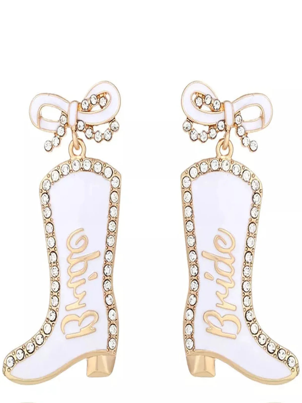 Cowgirl Boot Dangle Earrings with Bow