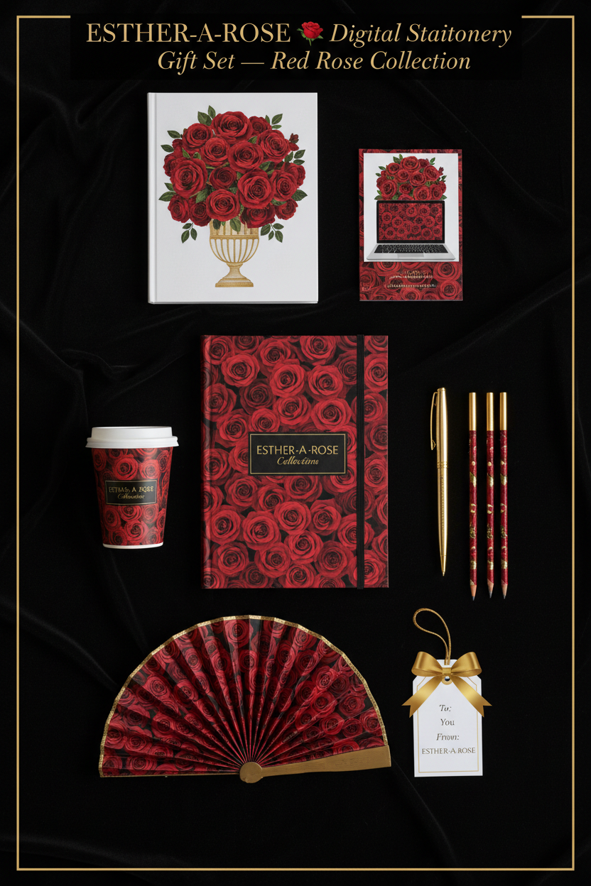 ESTHER-A-ROSE Red Rose Digital Stationery Gift Set