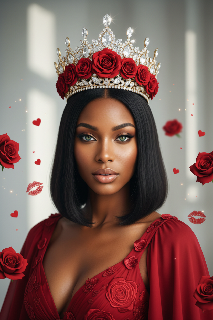 ESTHER-A-ROSE Red Rose Rhinestone Tiara