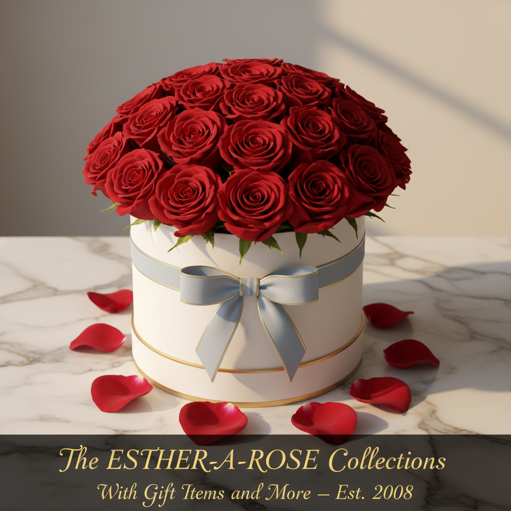 ESTHER-A-ROSE Signature Red Roses — Classic White Box