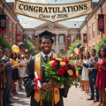 HBCU Celebration Bouquet - red black and gold roses Class of 2026