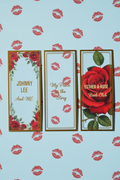 JOHNNY LEE And ME printable digital bookmarks — three sky blue and red roses designs