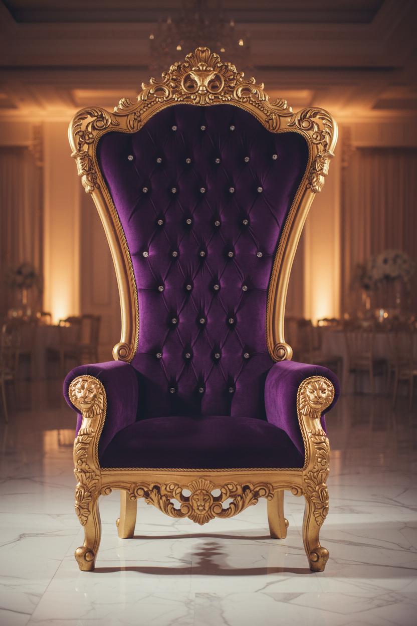 Oversized Royal Purple Wedding Throne Chair